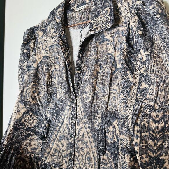 ULLA JOHNSON Lucinda Puff Sleeve Corduroy Button Collared Midi Dress Size 10 - Picture 9 of 14